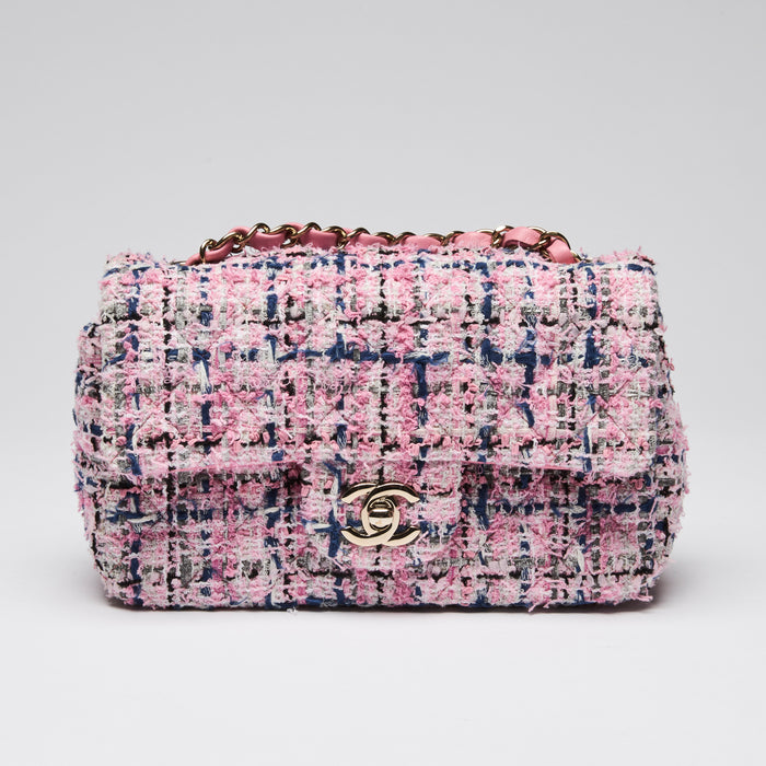 Pre-Loved Chanel ™ Blue/Pink Tweed Mini Flap Bag