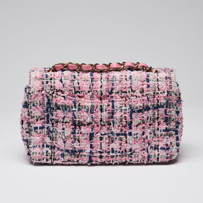 Pre-Loved Chanel ™ Blue/Pink Tweed Mini Flap Bag