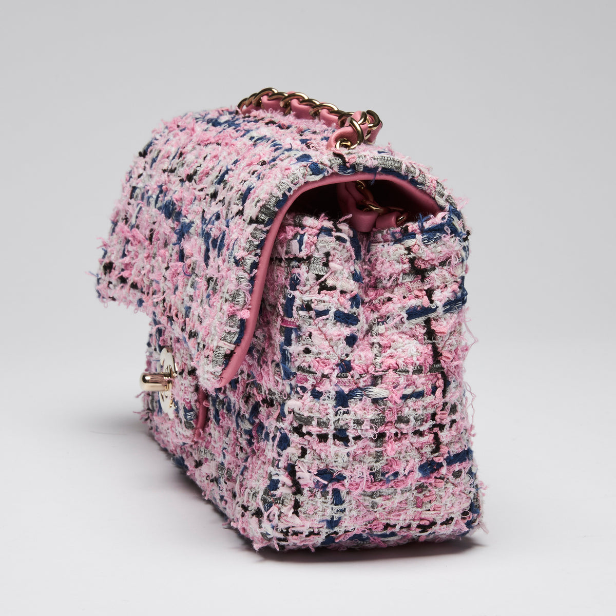 Pre-Loved Chanel ™ Blue/Pink Tweed Mini Flap Bag