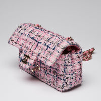 Pre-Loved Chanel ™ Blue/Pink Tweed Mini Flap Bag