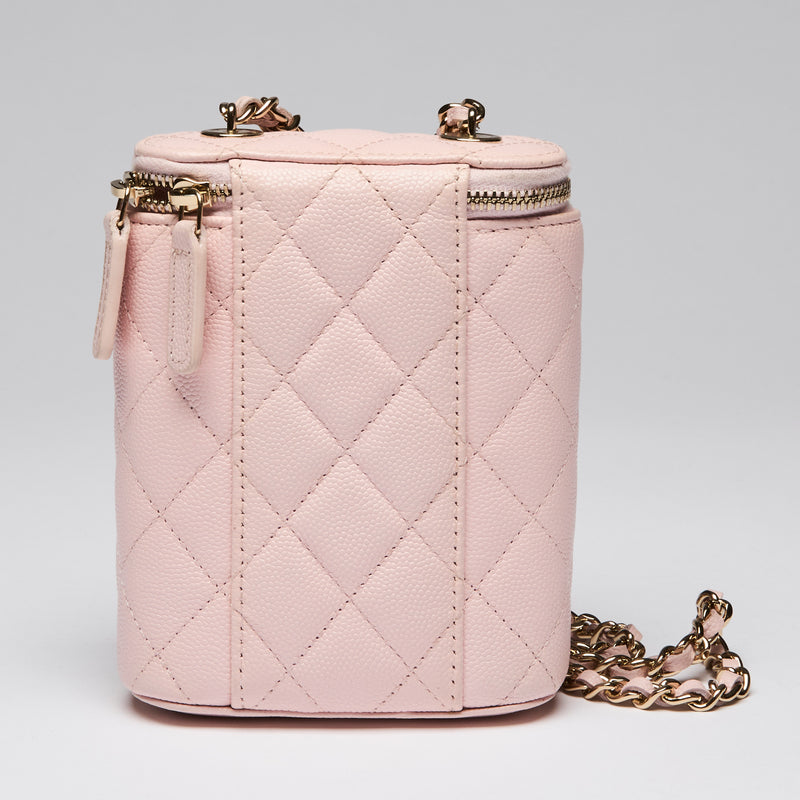 Pre-Loved Chanel™ Light Pink Pebbled Leather 32 Coco Vanity Case