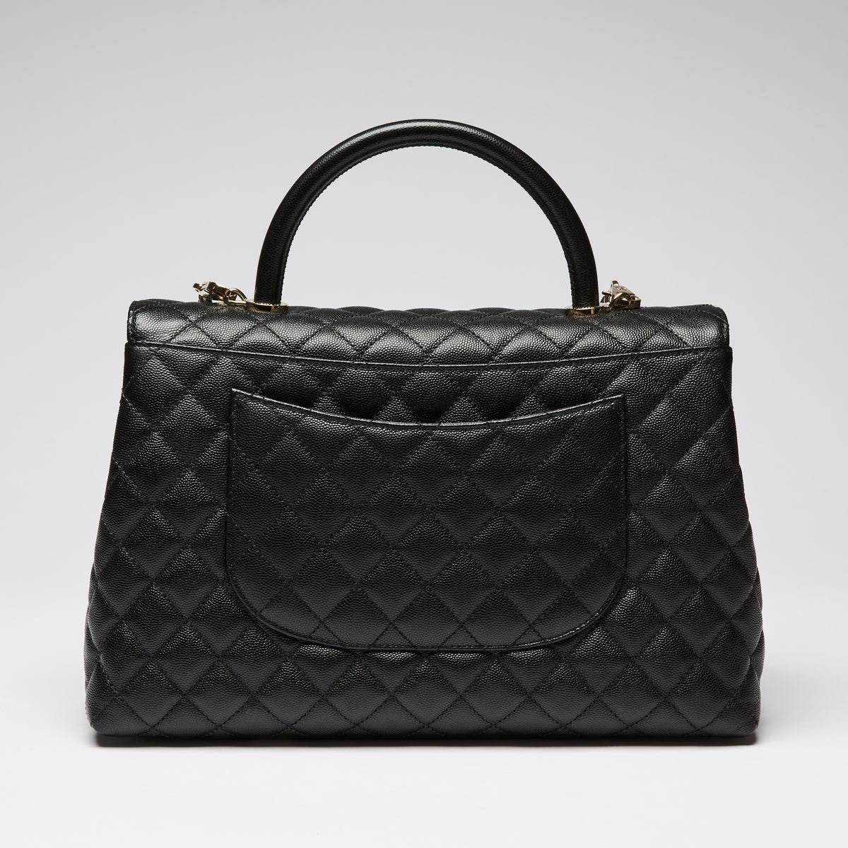 Pre-Loved Chanel™ Black Pebbled Leather Flap Bag with Top Handle