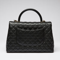 Pre-Loved Chanel™ Black Pebbled Leather Flap Bag with Top Handle