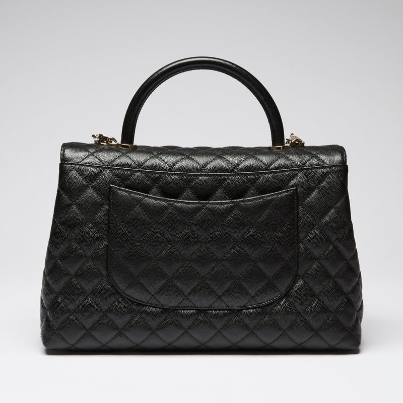 Pre-Loved Chanel™ Black Pebbled Leather Flap Bag with Top Handle