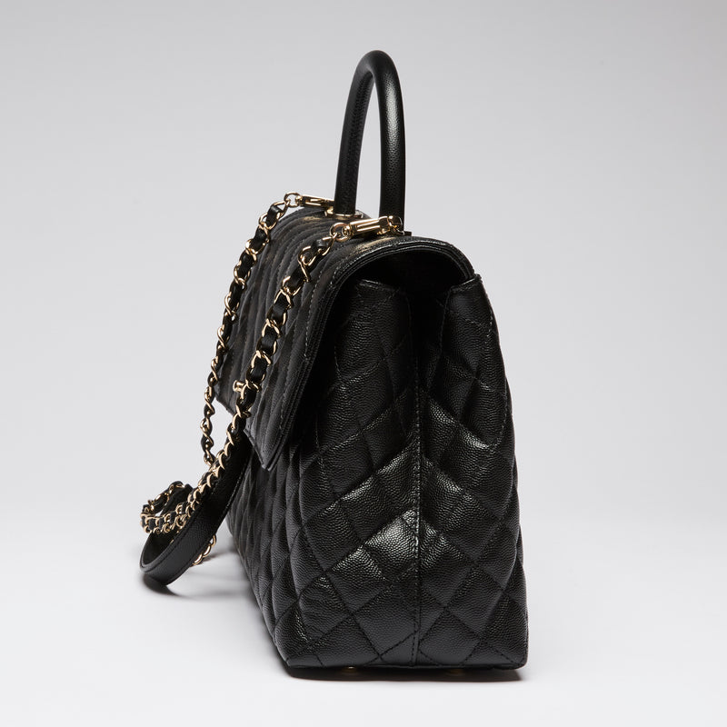 Pre-Loved Chanel™ Black Pebbled Leather Flap Bag with Top Handle