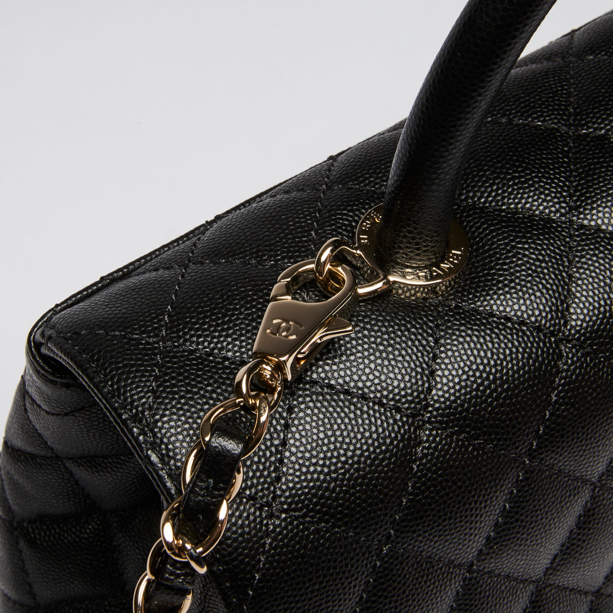 Pre-Loved Chanel™ Black Pebbled Leather Flap Bag with Top Handle
