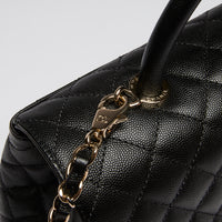 Pre-Loved Chanel™ Black Pebbled Leather Flap Bag with Top Handle