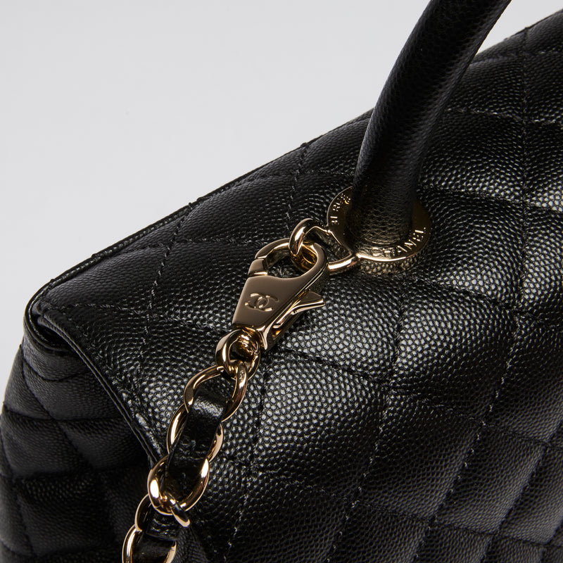 Pre-Loved Chanel™ Black Pebbled Leather Flap Bag with Top Handle