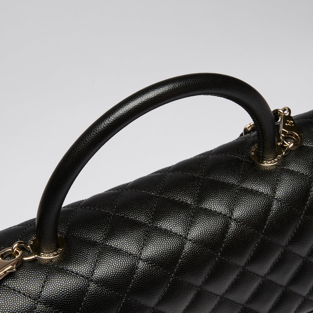 Pre-Loved Chanel™ Black Pebbled Leather Flap Bag with Top Handle
