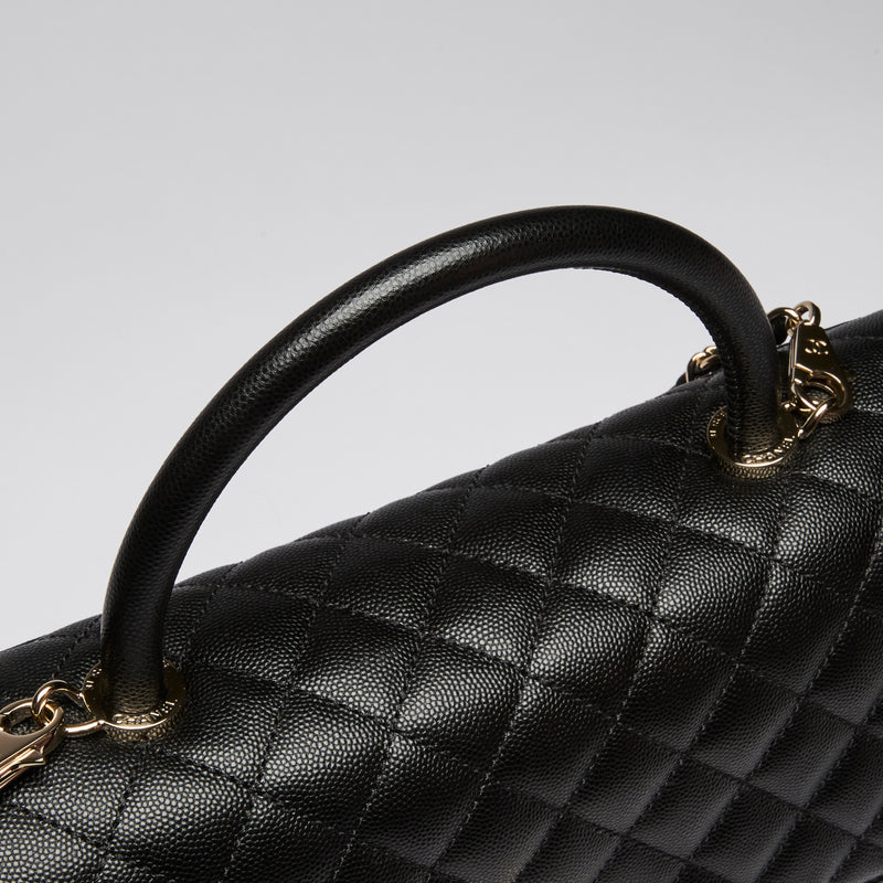 Pre-Loved Chanel™ Black Pebbled Leather Flap Bag with Top Handle