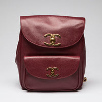 Pre-Loved Chanel™ Red Pebbled Leather Backpack