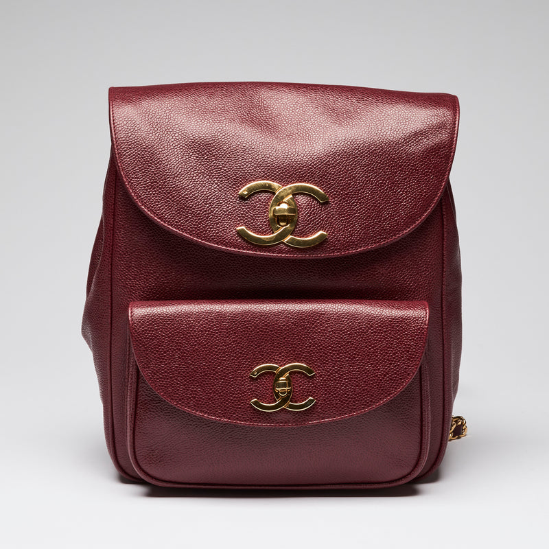 Pre-Loved Chanel™ Red Pebbled Leather Backpack