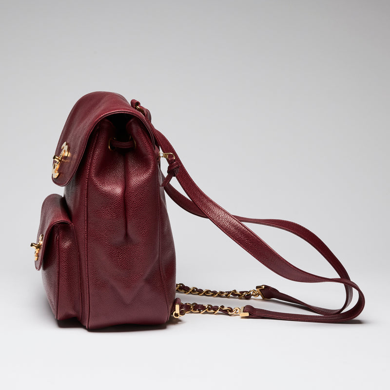 Pre-Loved Chanel™ Red Pebbled Leather Backpack
