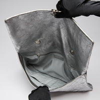 Pre-Loved Chanel™ Brushed Silver Grained Leather 24 Flap Bag