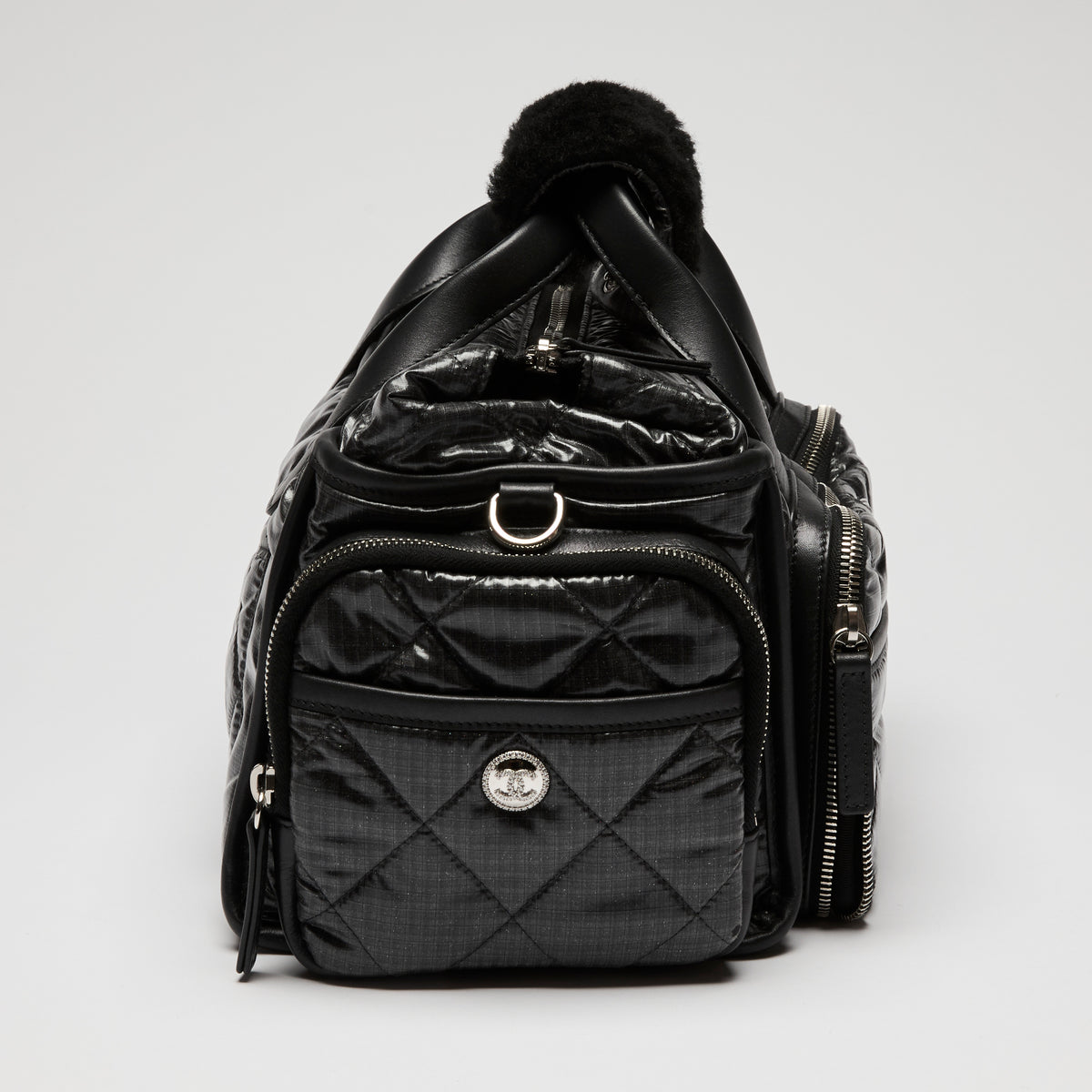 Pre-Loved Chanel™ Black Nylon Sherling Top Handle Hand Bag
