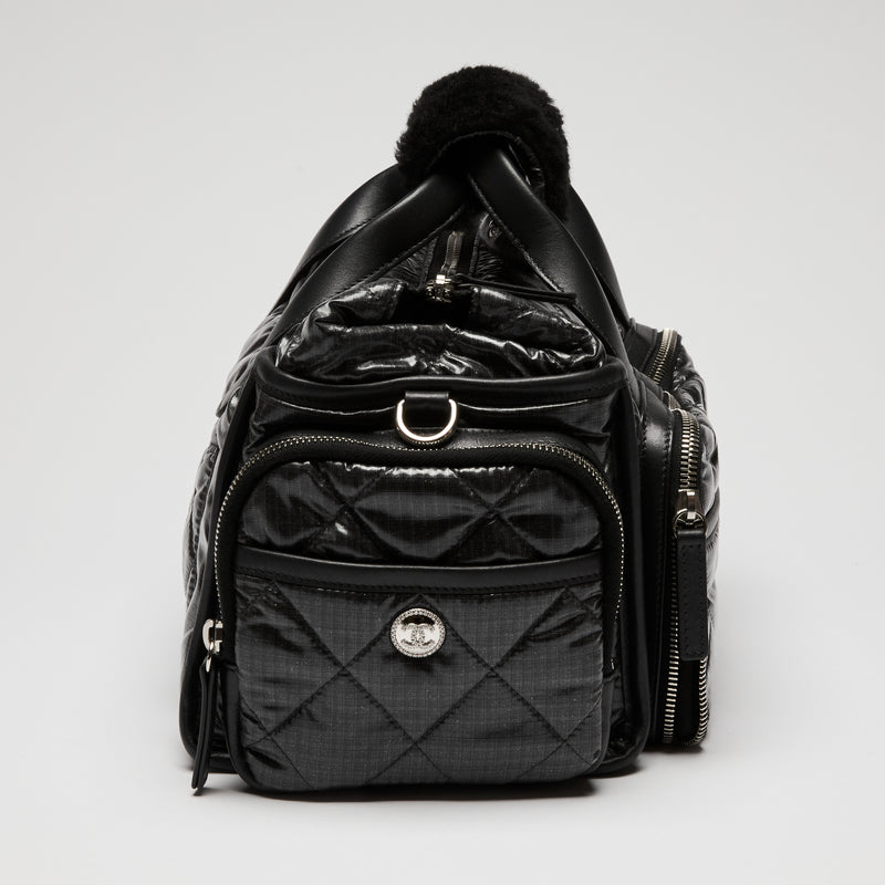 Pre-Loved Chanel™ Black Nylon Sherling Top Handle Hand Bag