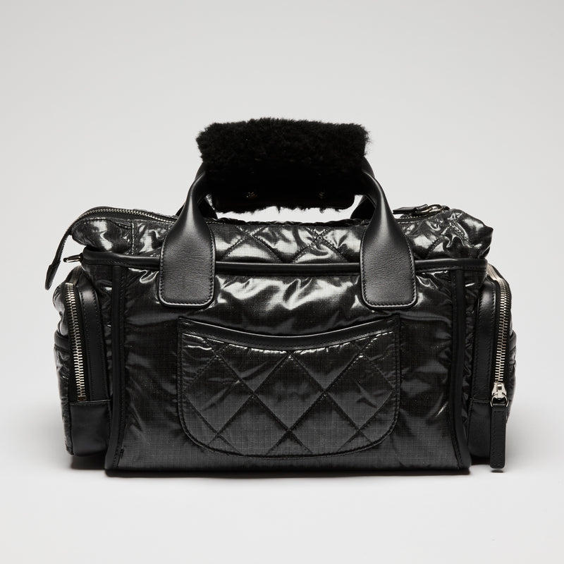 Pre-Loved Chanel™ Black Nylon Sherling Top Handle Hand Bag