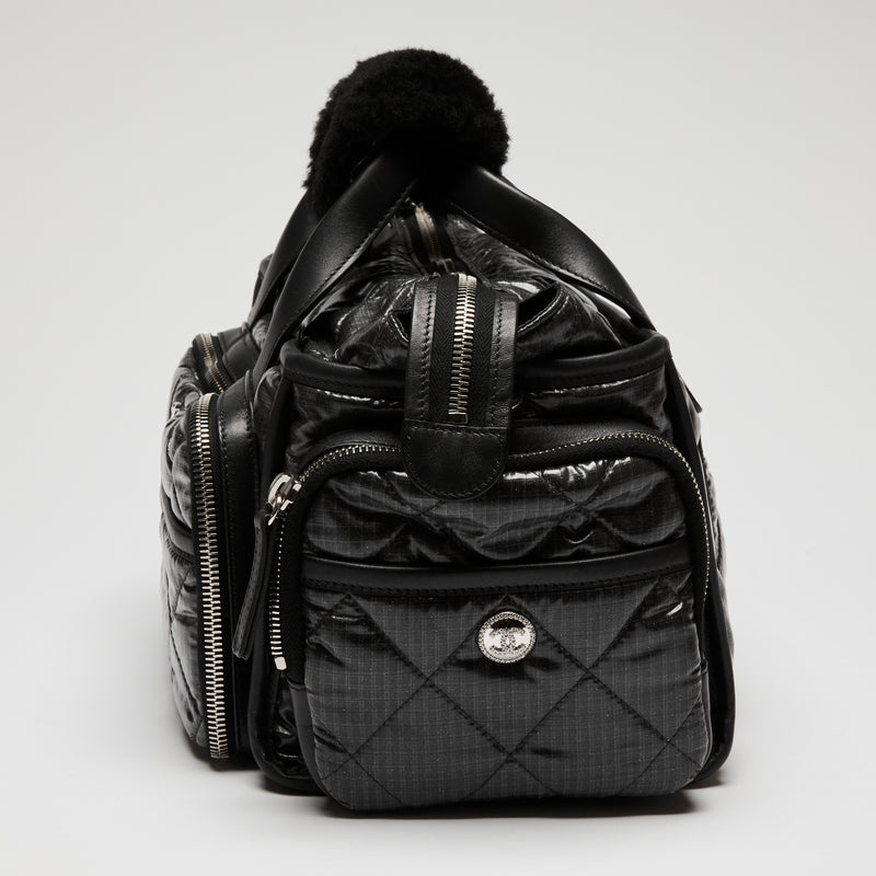 Pre-Loved Chanel™ Black Nylon Sherling Top Handle Hand Bag