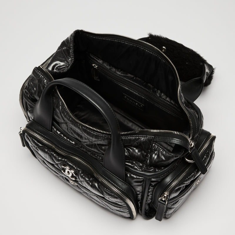 Pre-Loved Chanel™ Black Nylon Sherling Top Handle Hand Bag