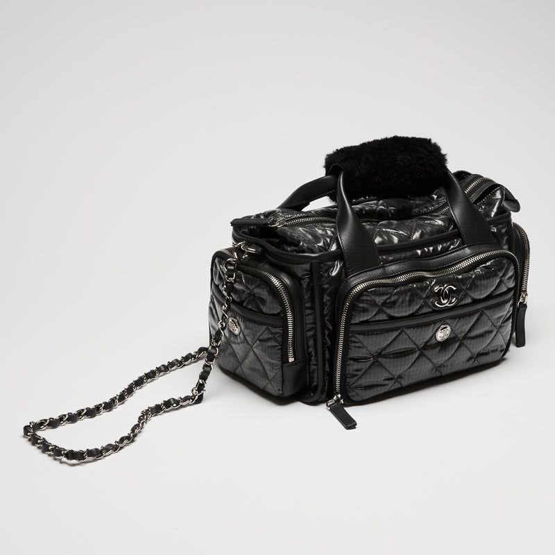 Pre-Loved Chanel™ Black Nylon Sherling Top Handle Hand Bag