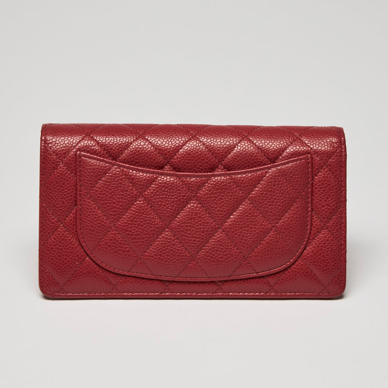 Pre-Loved Chanel™ Red Grained Leather Wallet