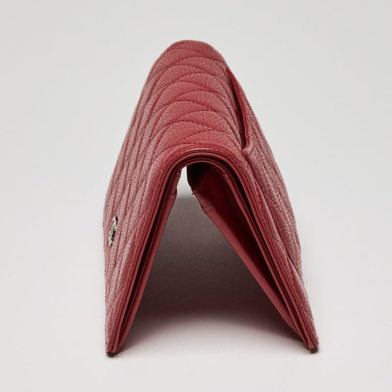 Pre-Loved Chanel™ Red Grained Leather Wallet