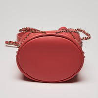 Pre-Loved Chanel™ Coral Leather Spring Summer 21 Chained Bucket Bag