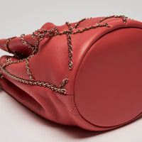 Pre-Loved Chanel™ Coral Leather Spring Summer 21 Chained Bucket Bag