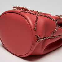Pre-Loved Chanel™ Coral Leather Spring Summer 21 Chained Bucket Bag