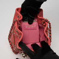 Pre-Loved Chanel™ Coral Leather Spring Summer 21 Chained Bucket Bag