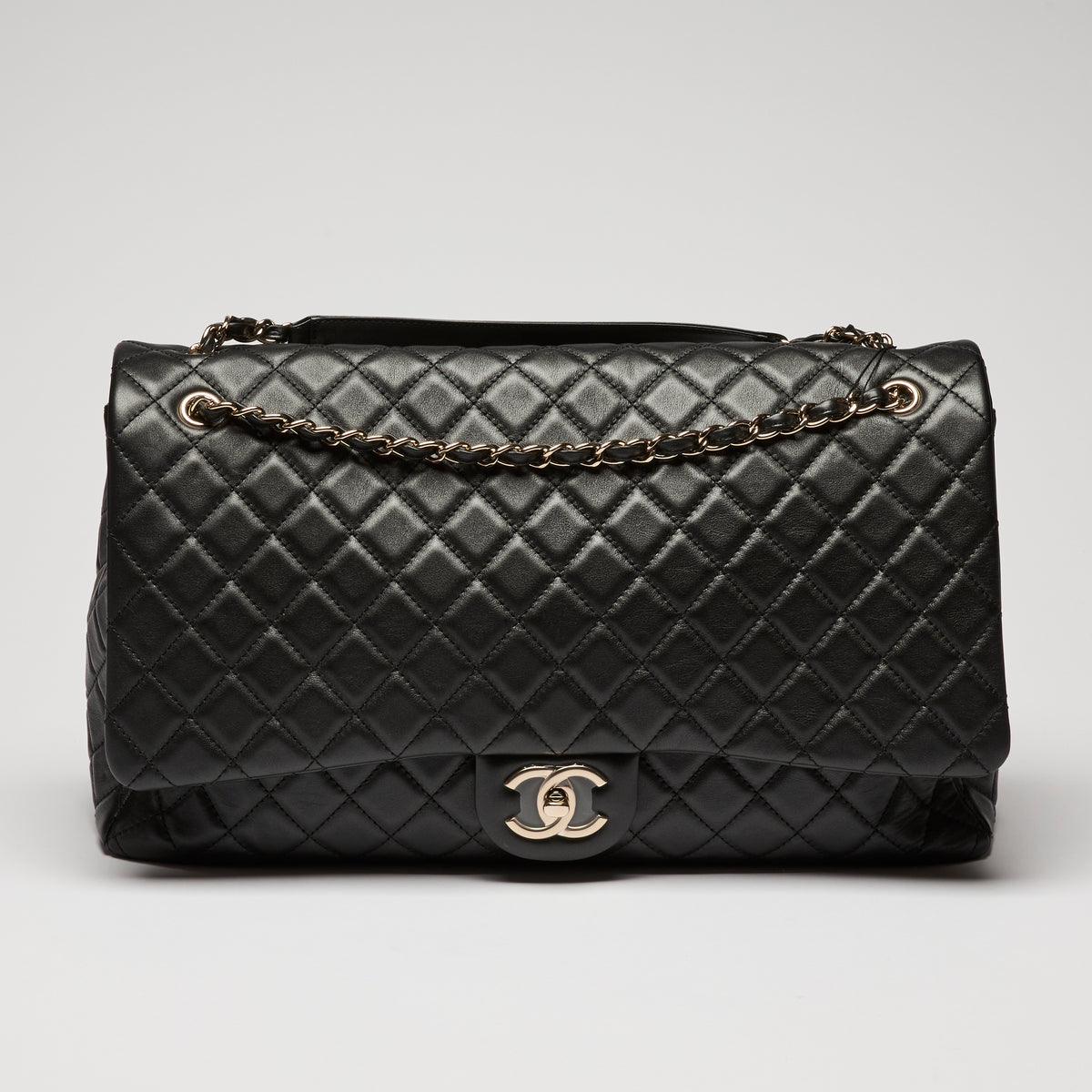 Pre-Loved Chanel™ Black Grained Leather XXL Flap Bag
