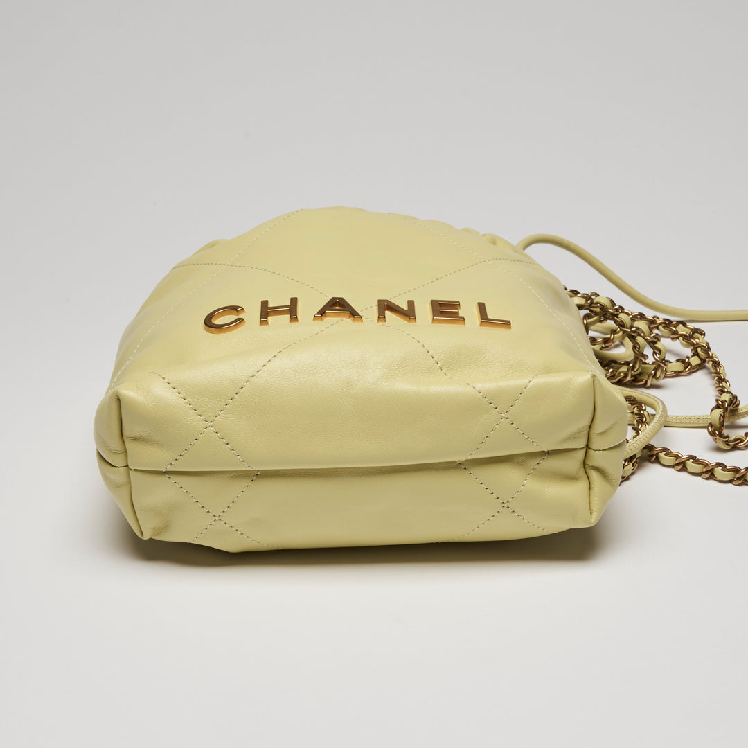 Pre-Loved Chanel™ Yellow Nappa Leather Mini 22 Crossbody Bag