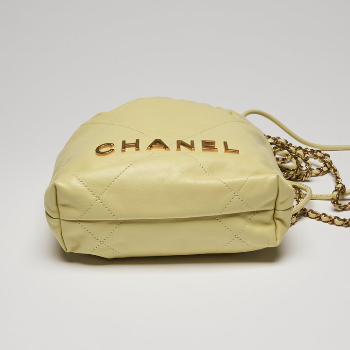 Pre-Loved Chanel™ Yellow Nappa Leather Mini 22 Crossbody Bag
