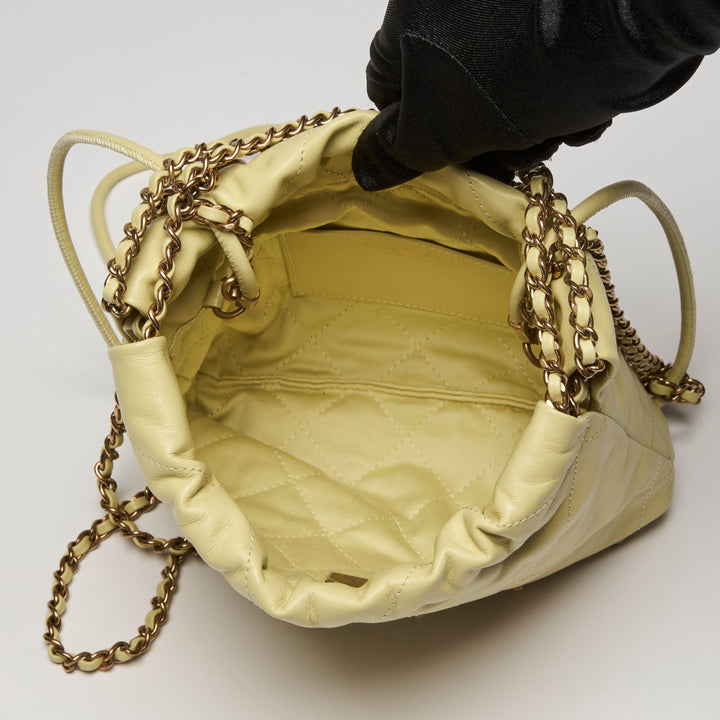 Pre-Loved Chanel™ Yellow Nappa Leather Mini 22 Crossbody Bag