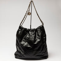 Pre-Loved Chanel™ Black Grained Leather 22 Large Shoulder Bag