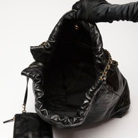 Pre-Loved Chanel™ Black Grained Leather 22 Large Shoulder Bag
