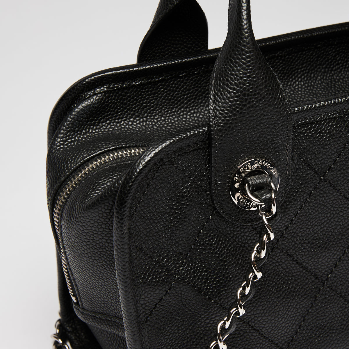 Pre-Loved Chanel ™ Black Pebbled Leather Bowler Bag
