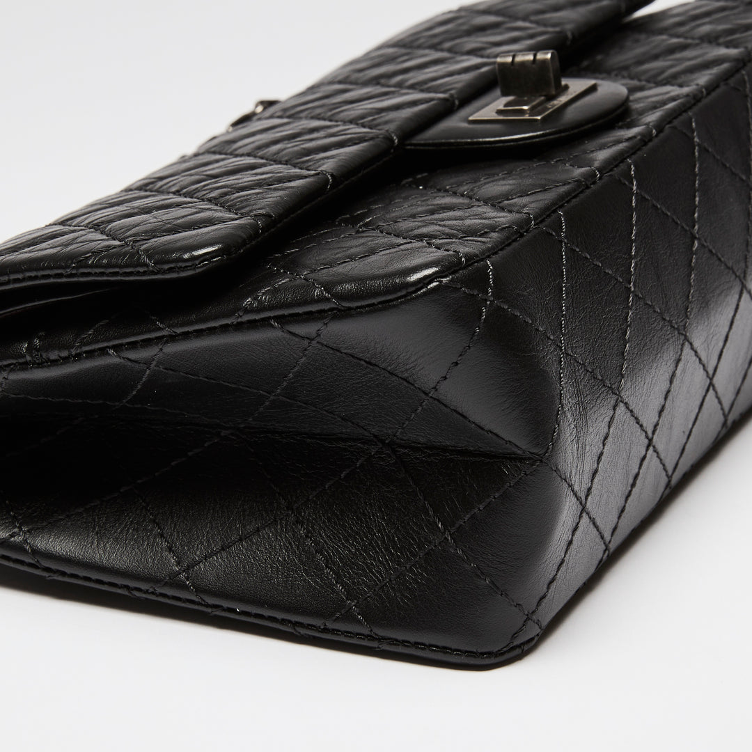 Pre-Loved Chanel™ Black Grained Quilted Leather Small 2.55 Double Flap Bag