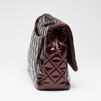 Pre-Loved Chanel ™ Burgundy Patent Jumbo Quilted Leather Single Flap Bag