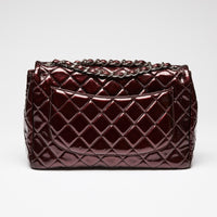 Pre-Loved Chanel ™ Burgundy Patent Jumbo Quilted Leather Single Flap Bag
