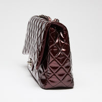 Pre-Loved Chanel ™ Burgundy Patent Jumbo Quilted Leather Single Flap Bag