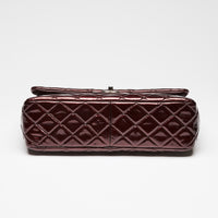 Pre-Loved Chanel ™ Burgundy Patent Jumbo Quilted Leather Single Flap Bag