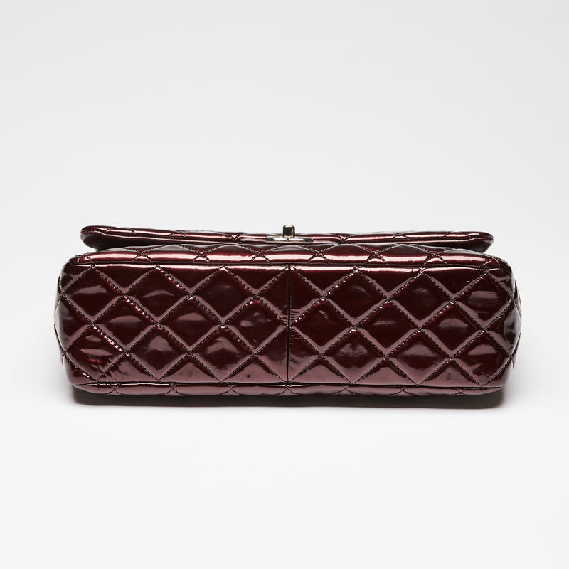 Pre-Loved Chanel ™ Burgundy Patent Jumbo Quilted Leather Single Flap Bag