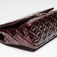 Pre-Loved Chanel ™ Burgundy Patent Jumbo Quilted Leather Single Flap Bag