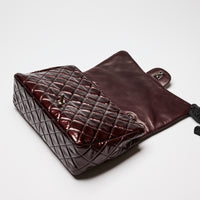 Pre-Loved Chanel ™ Burgundy Patent Jumbo Quilted Leather Single Flap Bag