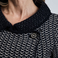 Pre-Loved Chanel ™ Navy Woven Cashmere Blend Knit Jacket Size 36