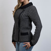 Pre-Loved Chanel ™ Navy Woven Cashmere Blend Knit Jacket Size 36