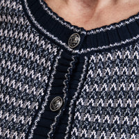 Pre-Loved Chanel ™ Grey Woven Knit Button Up Sweater Size 38