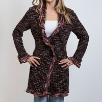 Pre-Loved Chanel ™ Burgundy Multicolor Wool Knit Coat Size 40