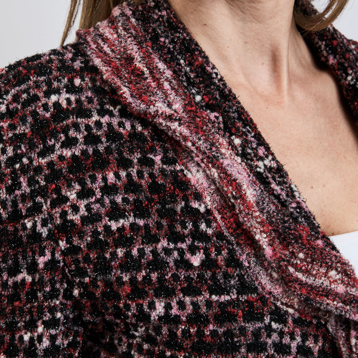 Pre-Loved Chanel ™ Burgundy Multicolor Wool Knit Coat Size 40